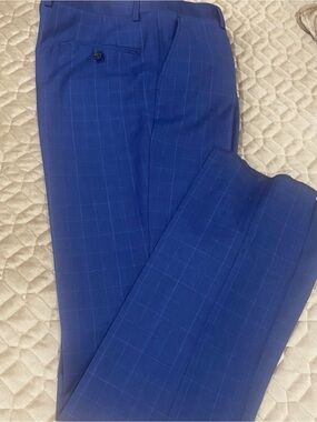 Cavalli Class Blue Dress Pants with Contrast Trim